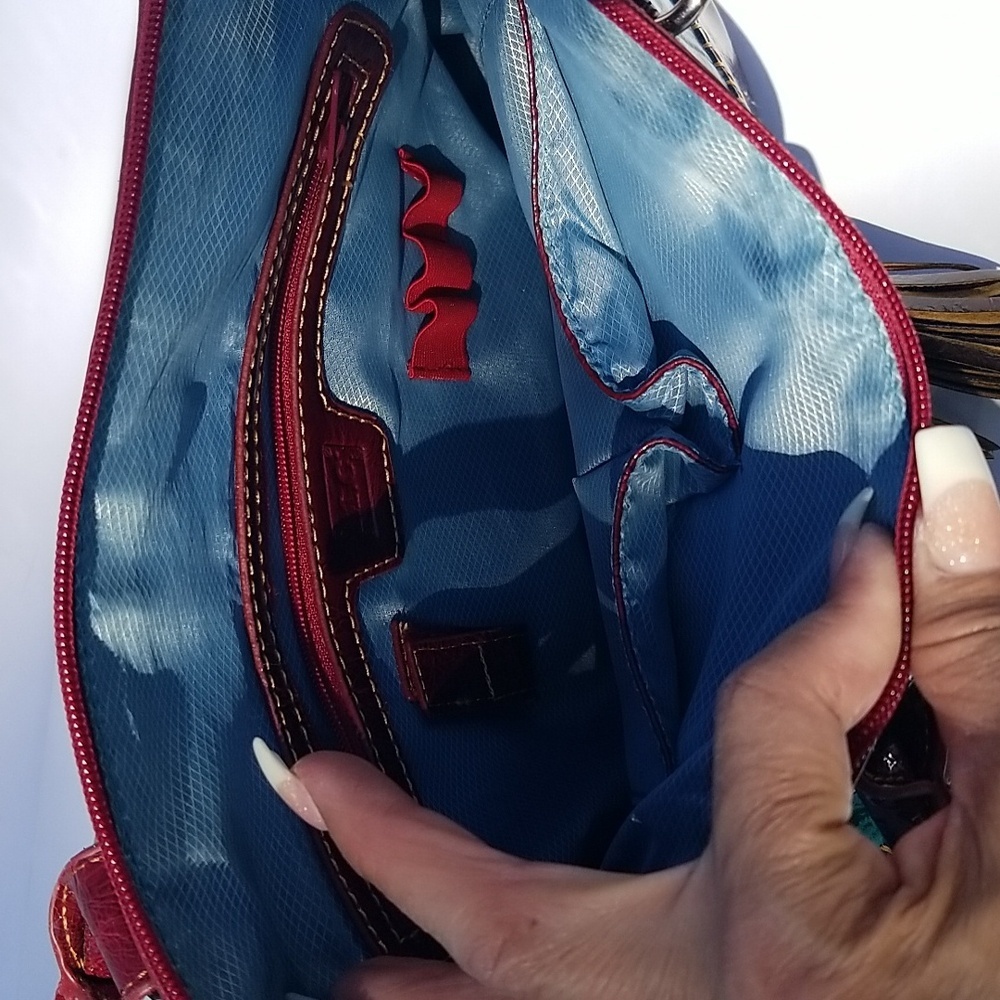 MC Elegant Teal and Burgundy Handbag Vegan Leather - Picture 9 of 11